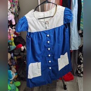 Blue and White 1960s Vintage Mini MOD Dress
